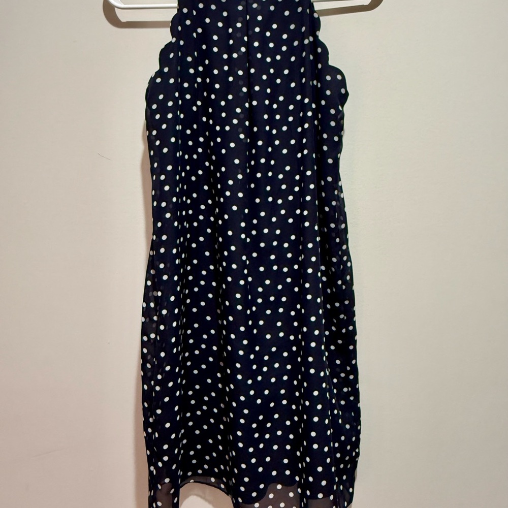 by & by Dark Blue Dress with White Dots